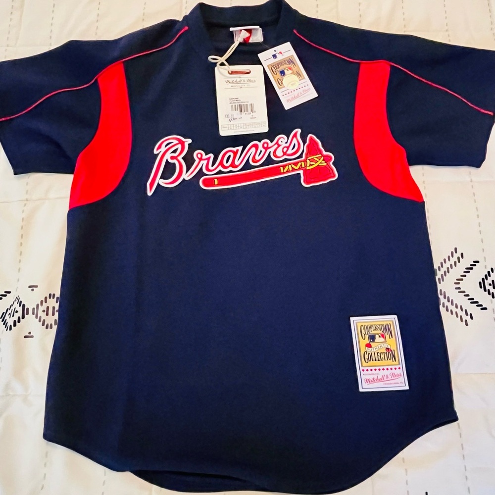 NWT Mitchell & Ness John Smoltz Atlanta Braves Batters Jersey Mens S or M.